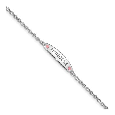 Sterling Silver Girls' Pink Enamel Princess Bracelet