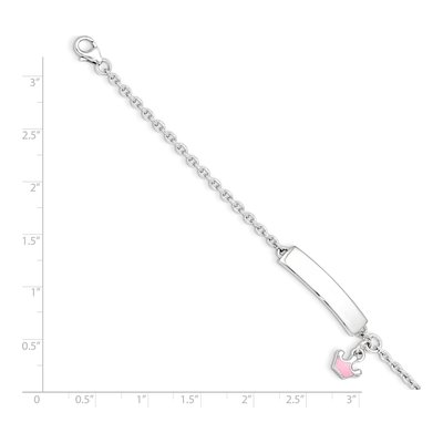 Sterling Silver Girls' Pink Enamel Crown ID Bracelet – view 5