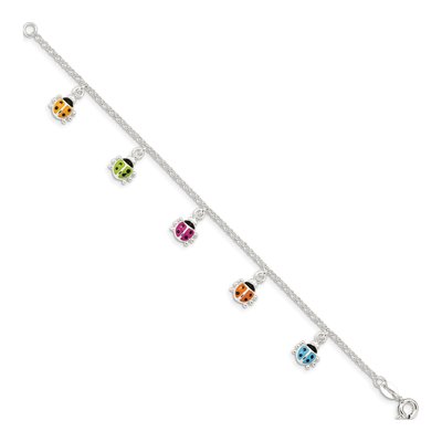 Sterling Silver Enamel Ladybug for Girls Bracelet – view 3