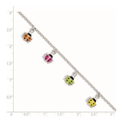 Sterling Silver Enamel Ladybug for Girls Bracelet – view 4