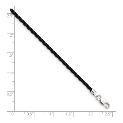 Sterling Silver Black Twisted Rubber Cord Necklace – view 3