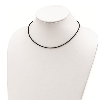 Sterling Silver Black Twisted Rubber Cord Necklace – view 4