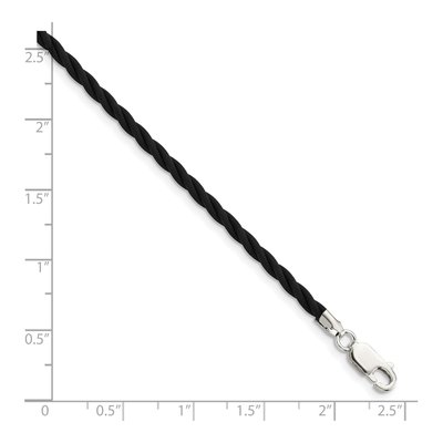 Sterling Silver Black Rubber Cord Necklace – view 3