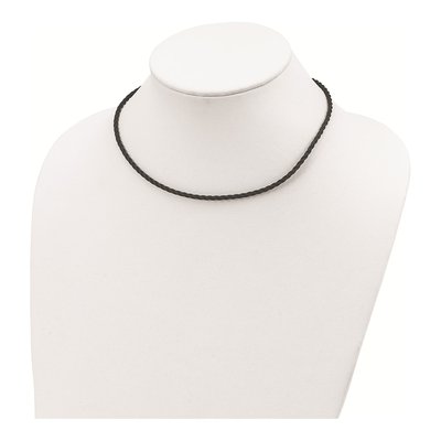 Sterling Silver Black Rubber Cord Necklace – view 4