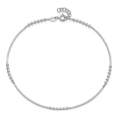 Sterling Silver Beaded Anklet – view 6