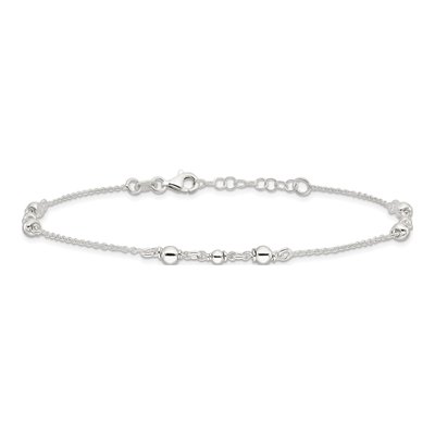Sterling Silver Beaded Anklet – view 4