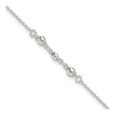 Sterling Silver Beaded Anklet