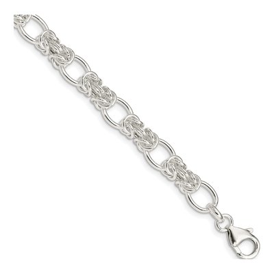 Sterling Silver 7.15mm Handmade Fancy Link Chain Bracelet