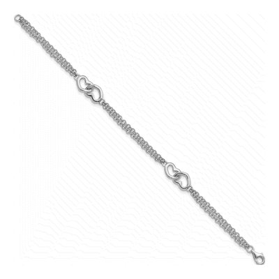 Sterling Silver Hearts Double Bracelet – view 3
