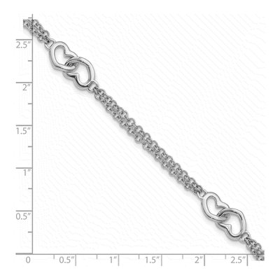 Sterling Silver Hearts Double Bracelet – view 4