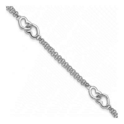 Sterling Silver Hearts Double Bracelet