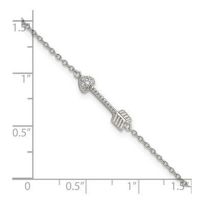 Sterling Silver CZ Arrow Heart Bracelet – view 4