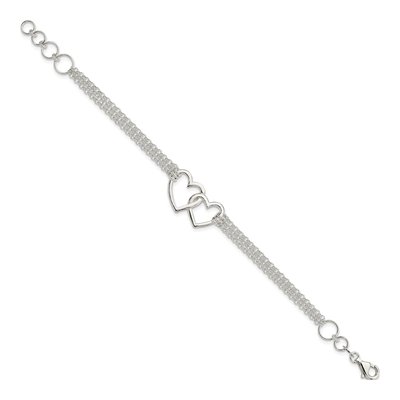 Sterling Silver 3-Strand Heart Bracelet – view 3