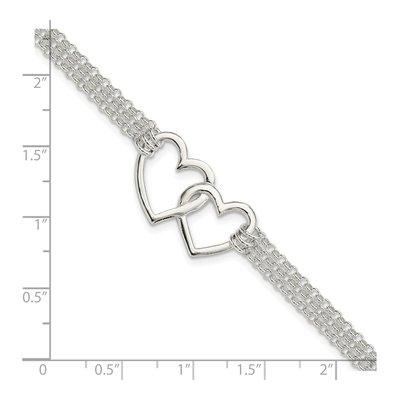 Sterling Silver 3-Strand Heart Bracelet – view 4