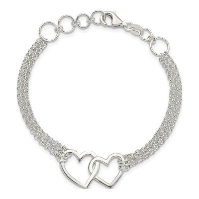 Sterling Silver 3-Strand Heart Bracelet – view 5