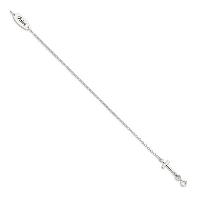 Sterling Silver Faith Cross Enamel Bracelet – view 3