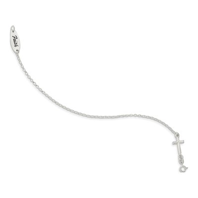 Sterling Silver Faith Cross Enamel Bracelet – view 4