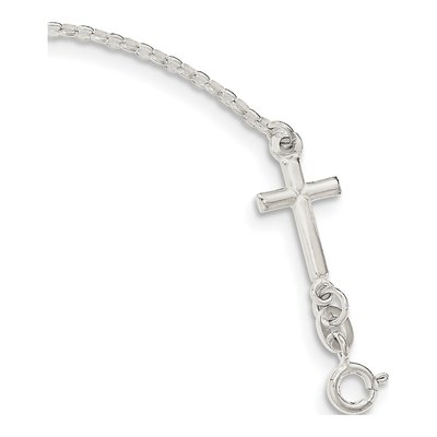 Sterling Silver Faith Cross Enamel Bracelet – view 5
