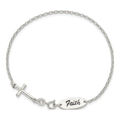 Sterling Silver Faith Cross Enamel Bracelet – view 6