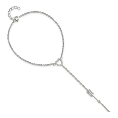 Sterling Silver CZ Heart Arrow Bracelet