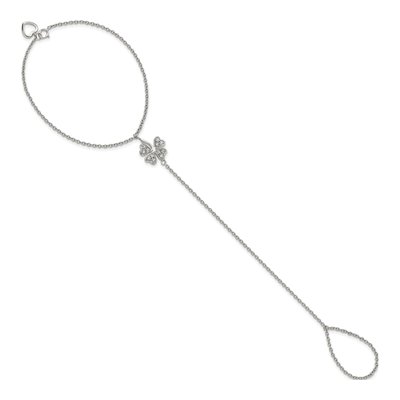 Sterling Silver CZ Four Leaf Clover Bracelet – view 3