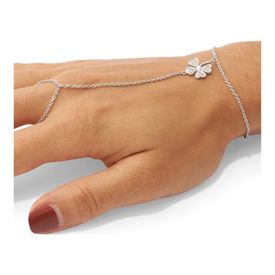 Sterling Silver CZ Four Leaf Clover Bracelet – view 6