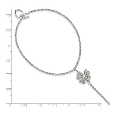 Sterling Silver CZ Four Leaf Clover Bracelet – view 7
