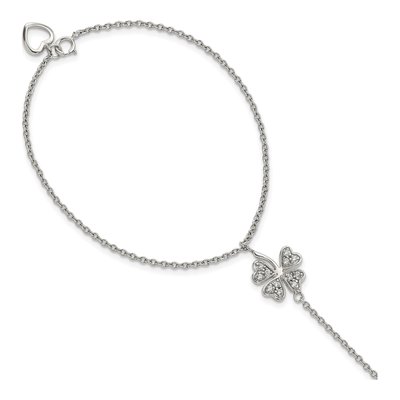 Sterling Silver CZ Four Leaf Clover Bracelet