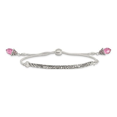 Sterling Silver Crystal Briolette Bracelet – view 4