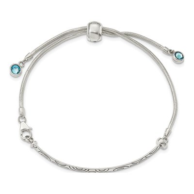Sterling Silver Crystal Bezel Bracelet – view 4