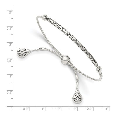 Sterling Silver Antiqued Filigree Drops Bracelet – view 3