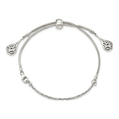 Sterling Silver Antiqued Filigree Drops Bracelet – view 4