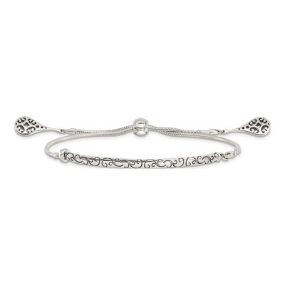 Sterling Silver Antiqued Filigree Drops Bracelet – view 5