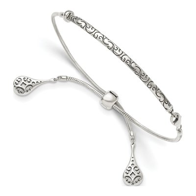 Sterling Silver Antiqued Filigree Drops Bracelet