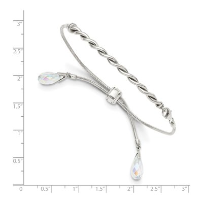 Sterling Silver Crystal Tassel Adjustable Bracelet – view 3