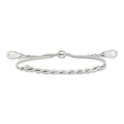 Sterling Silver Crystal Tassel Adjustable Bracelet – view 4