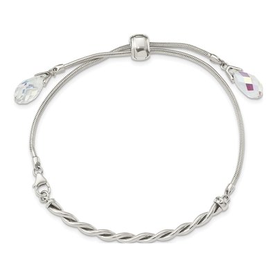 Sterling Silver Crystal Tassel Adjustable Bracelet – view 5