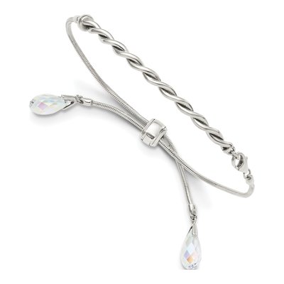 Sterling Silver Crystal Tassel Adjustable Bracelet