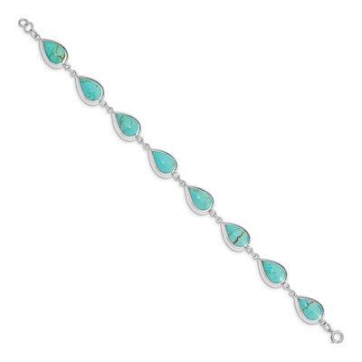 Sterling Silver Turquoise Teardrop Bracelet – view 3
