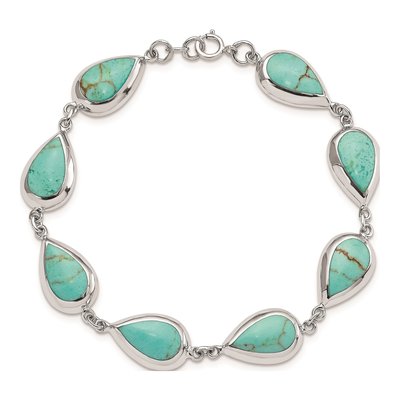 Sterling Silver Turquoise Teardrop Bracelet – view 4