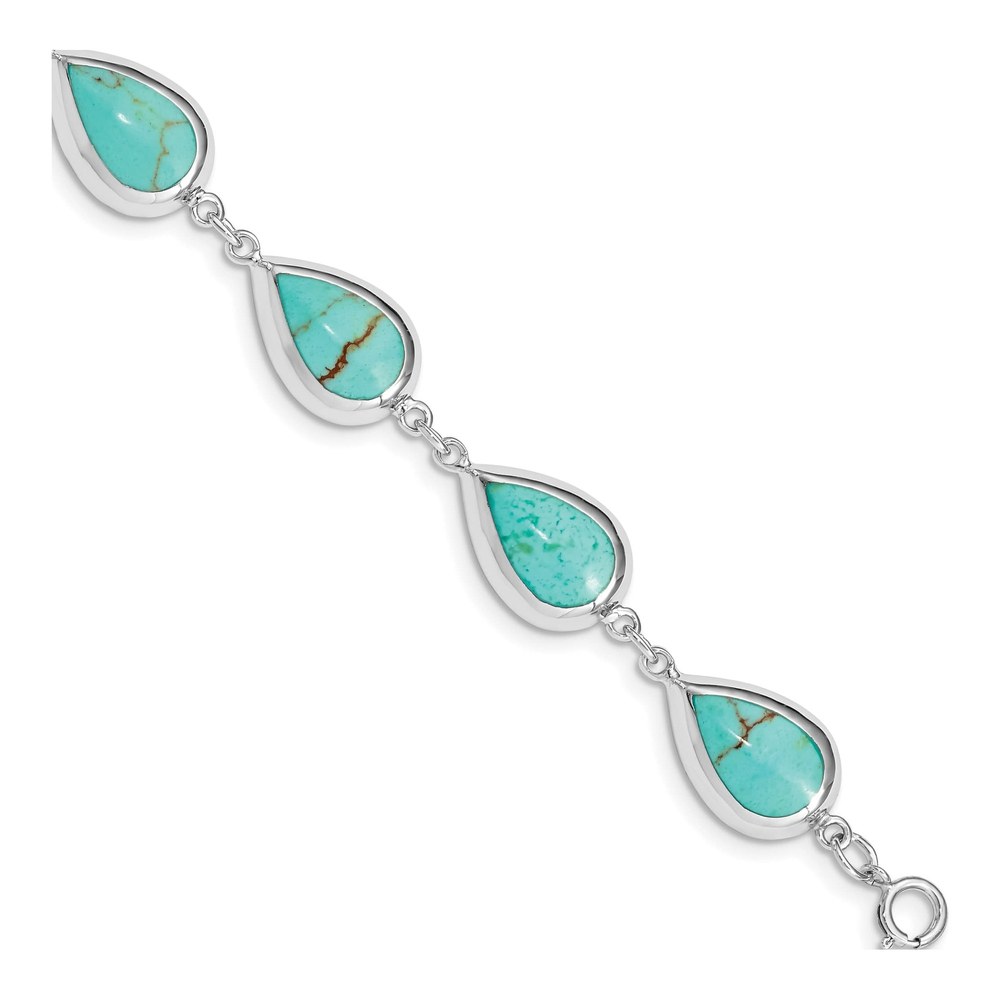 Sterling Silver Turquoise Teardrop Bracelet