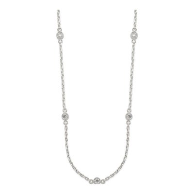 Sterling Silver CZ 5-Station Necklace – view 3