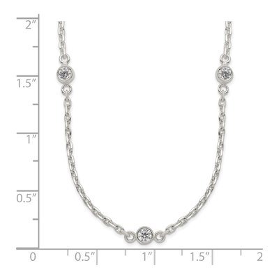 Sterling Silver CZ 5-Station Necklace – view 4