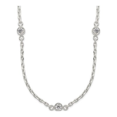 Sterling Silver CZ 5-Station Necklace