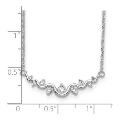 Sterling Silver CZ Wave Bar Necklace – view 4