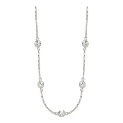 Sterling Silver CZ 5-Station Necklace – view 3