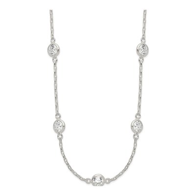 Sterling Silver CZ 5-Station Necklace