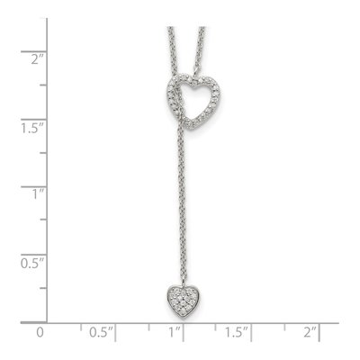 Sterling Silver CZ Hearts Pendant Necklace – view 4