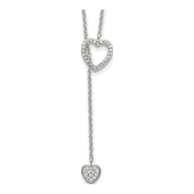 Sterling Silver CZ Hearts Pendant Necklace
