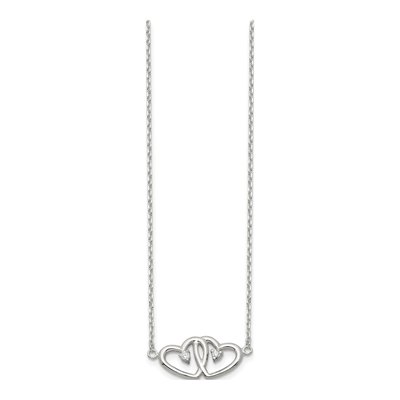 Sterling Silver CZ Two Hearts Pendant Necklace – view 3